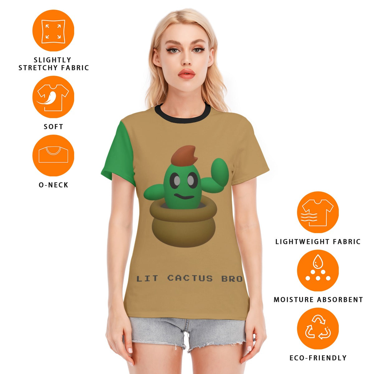 Women Lit Cactus Bro Shirt