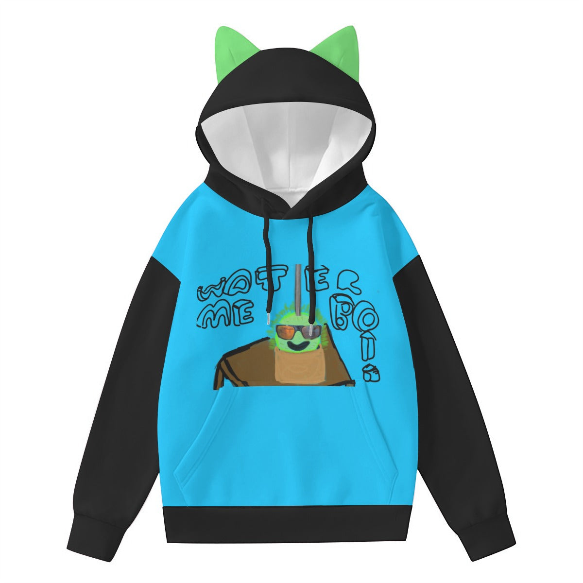 Water Me Bro Plant Hoodie With Decorative Ears