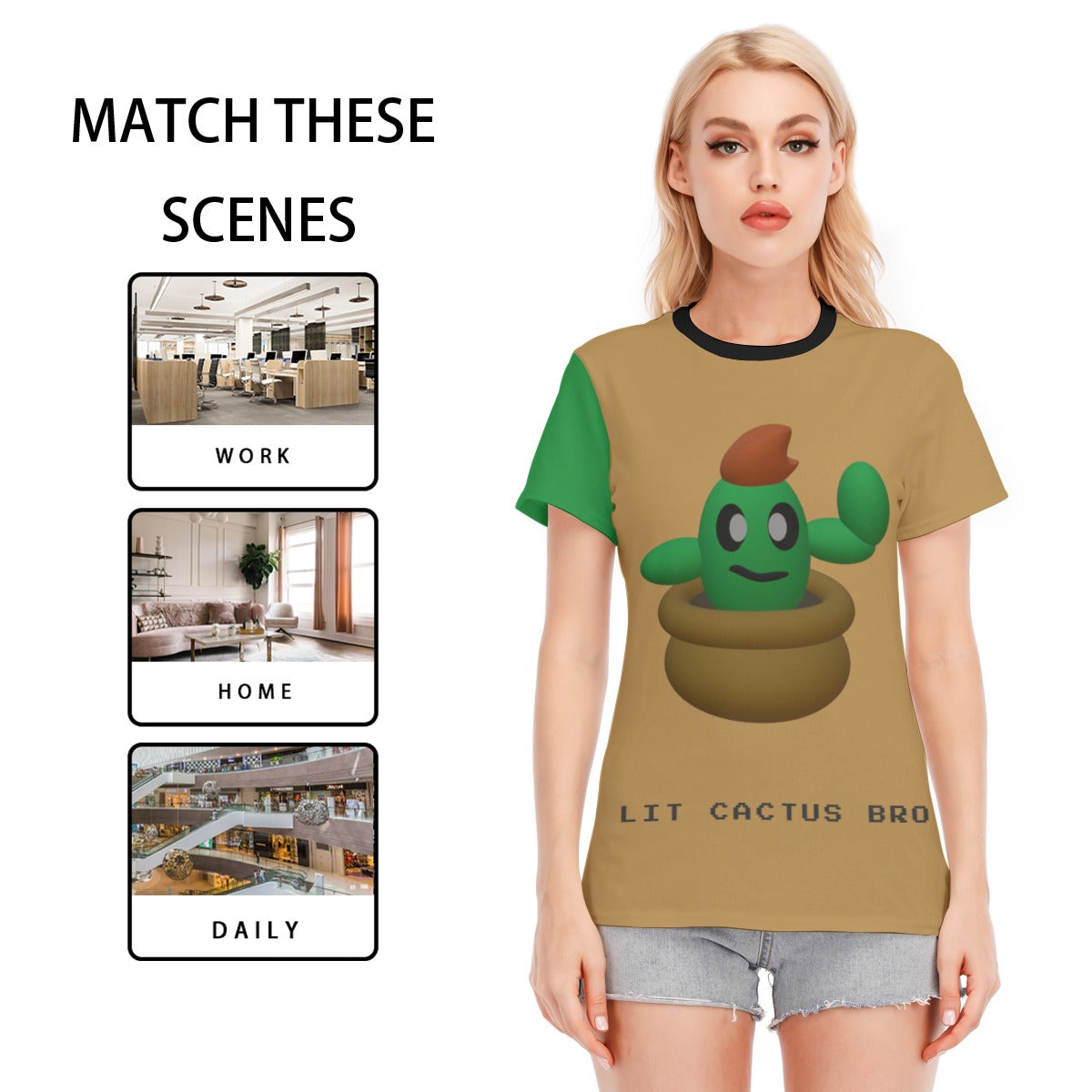 Women Lit Cactus Bro Shirt