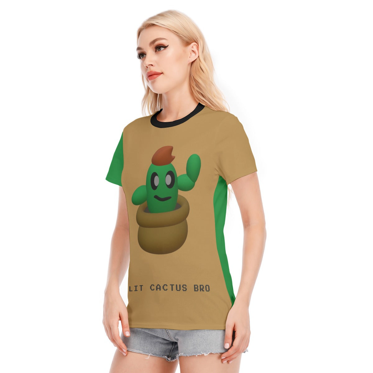 Women Lit Cactus Bro Shirt