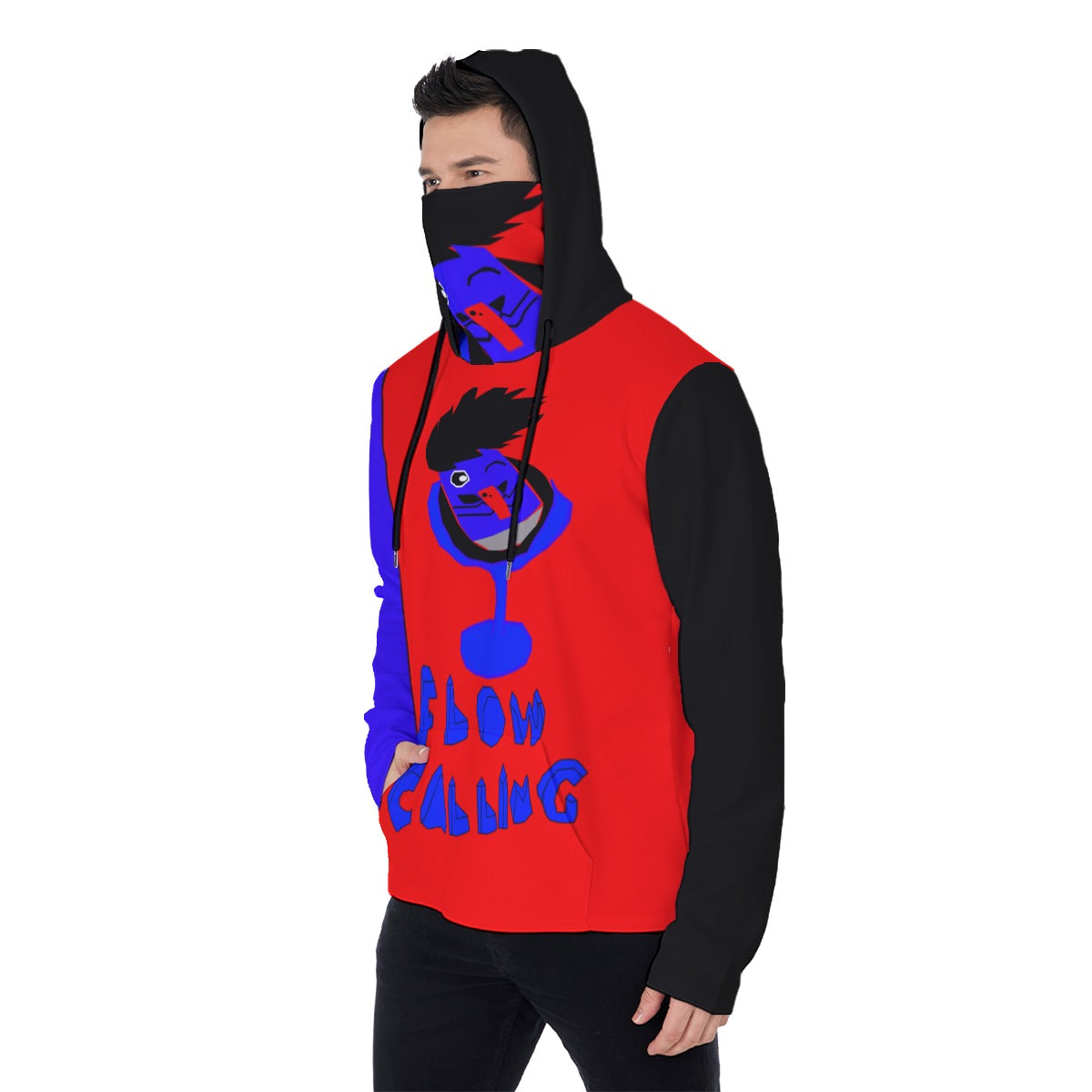 Flow Calling Men's Heavy Fleece Hoodie With Mask