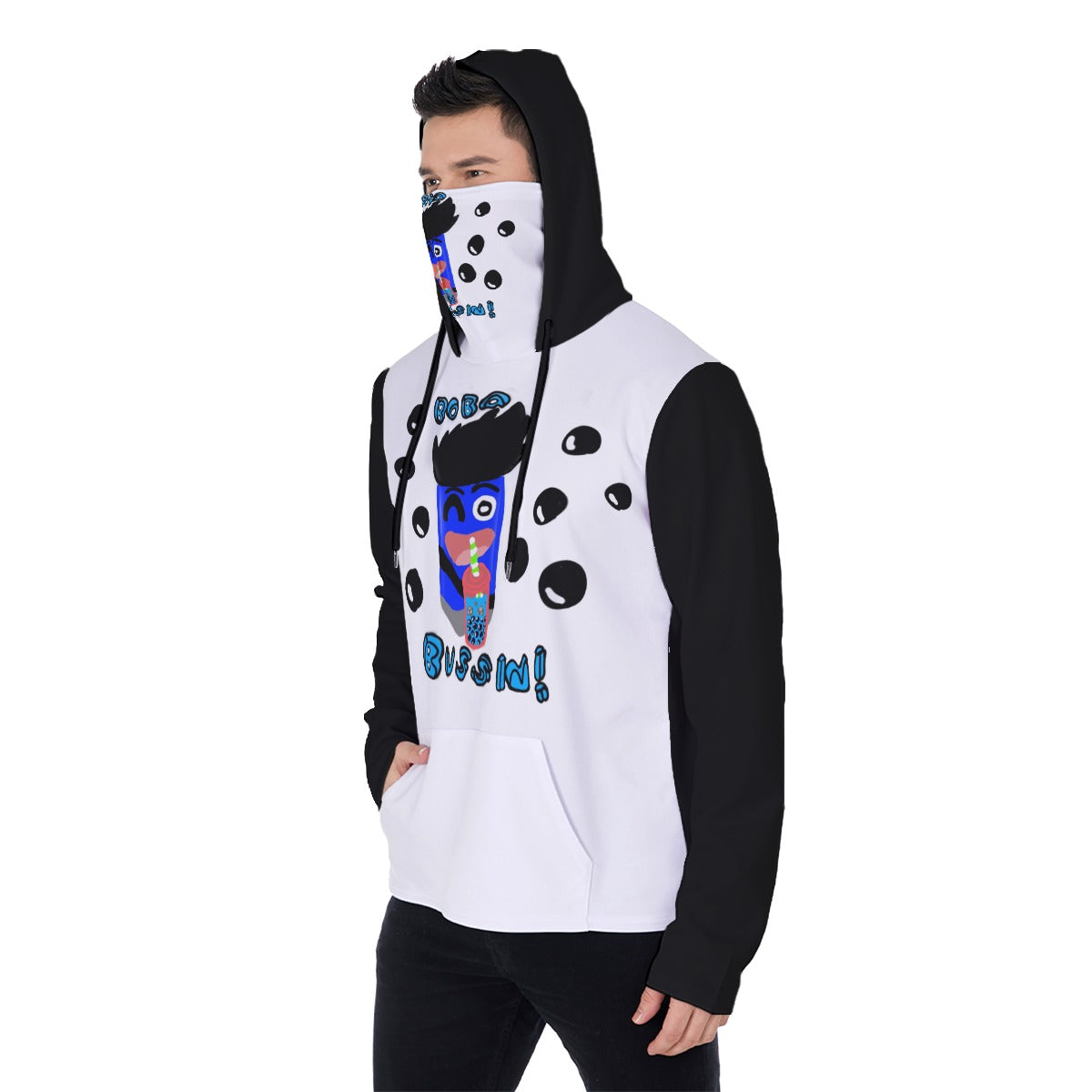 Flow Can Boba Tea is Bussin Men's Heavy Fleece Hoodie With Mask