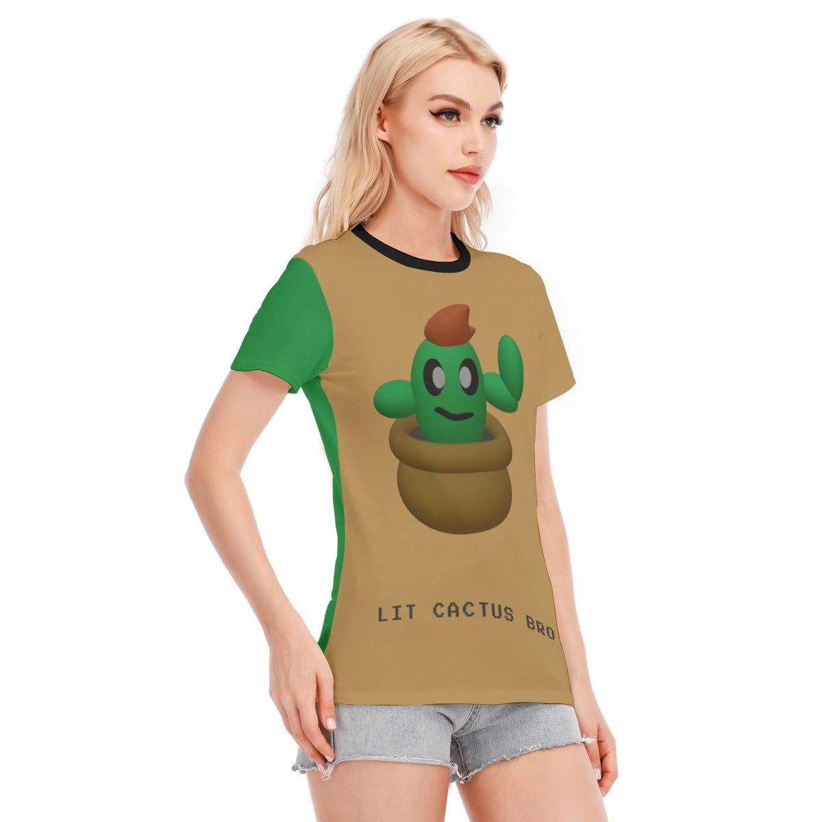 Women Lit Cactus Bro Shirt