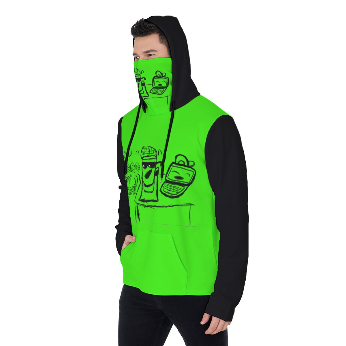 Upload My Beats Men's Pullover Hoodie With Mask