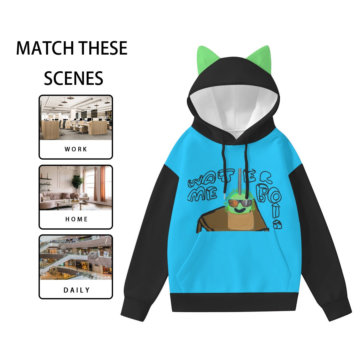 Water Me Bro Plant Hoodie With Decorative Ears