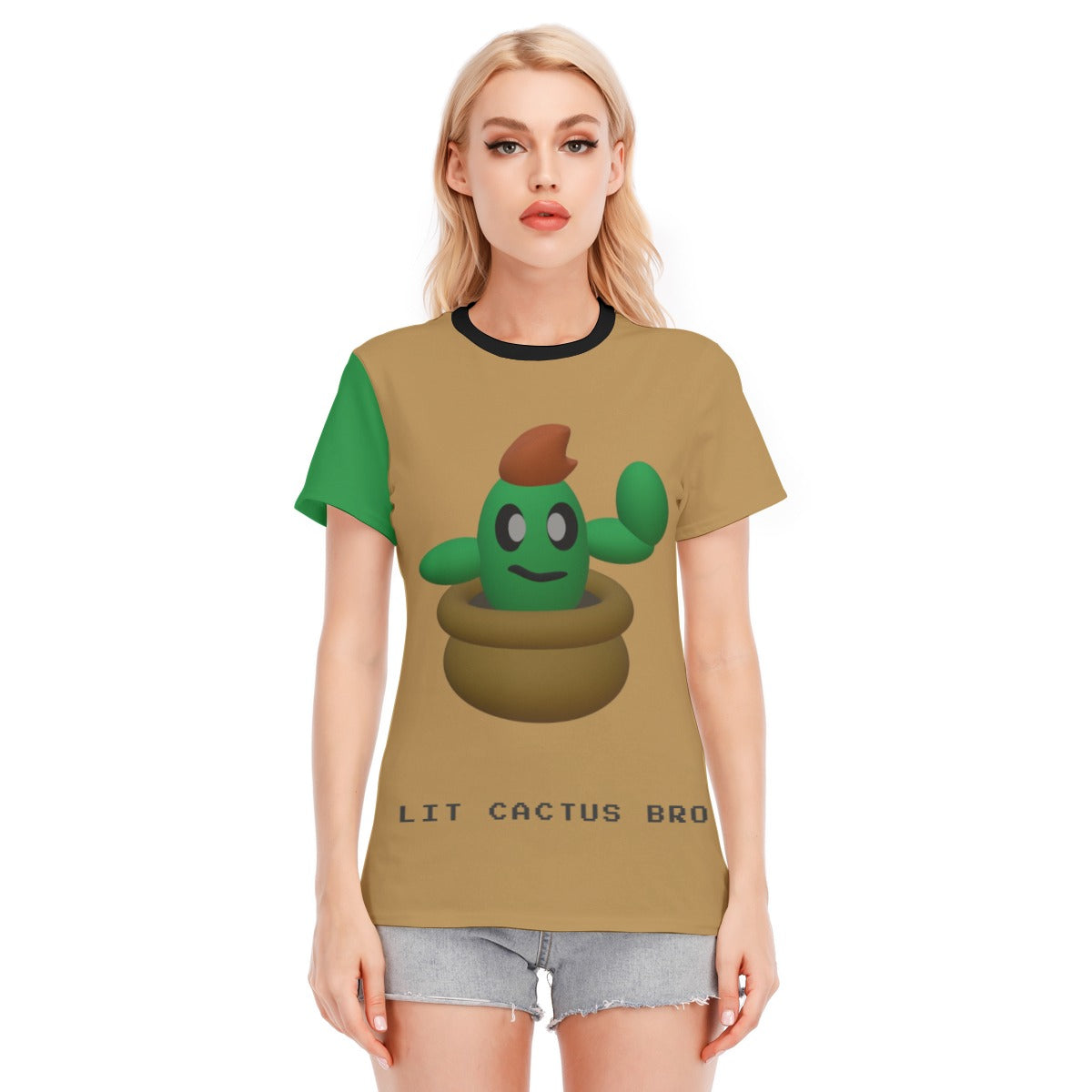 Women Lit Cactus Bro Shirt