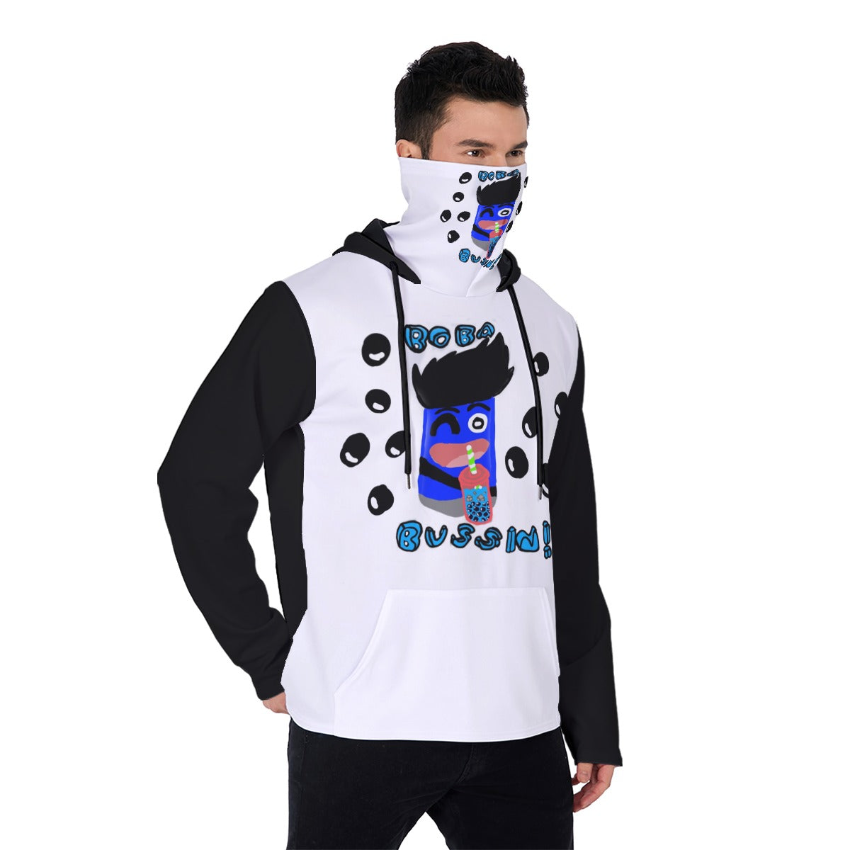 Flow Can Boba Tea is Bussin Men's Heavy Fleece Hoodie With Mask